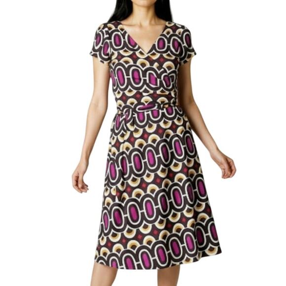 Bisou Bisou 90s Retro Geo-print True Wrap Dress size 6 - Picture 4 of 10